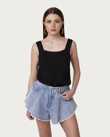 Top in cotone organico nero vegano sostenibile