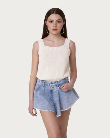 Top in cotone organico beige sostenibile