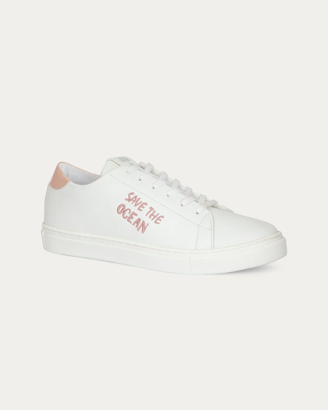 Save the ocean white pink sneakers, vegan eco-friendly