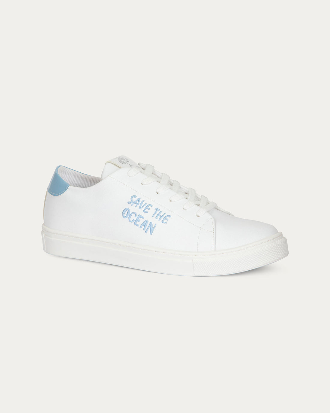 Save the ocean sneakers white light blue, vegan eco-friendly