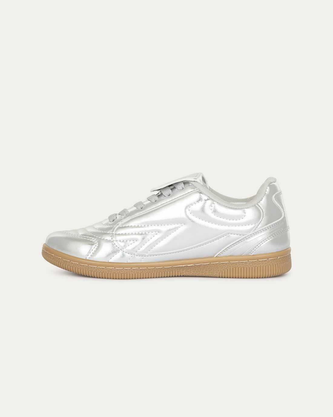 Katia silver laminated sneakers, vegan and eco-friendly