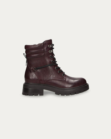 Stivali Combat Bordeaux con zip, vegani ecologici