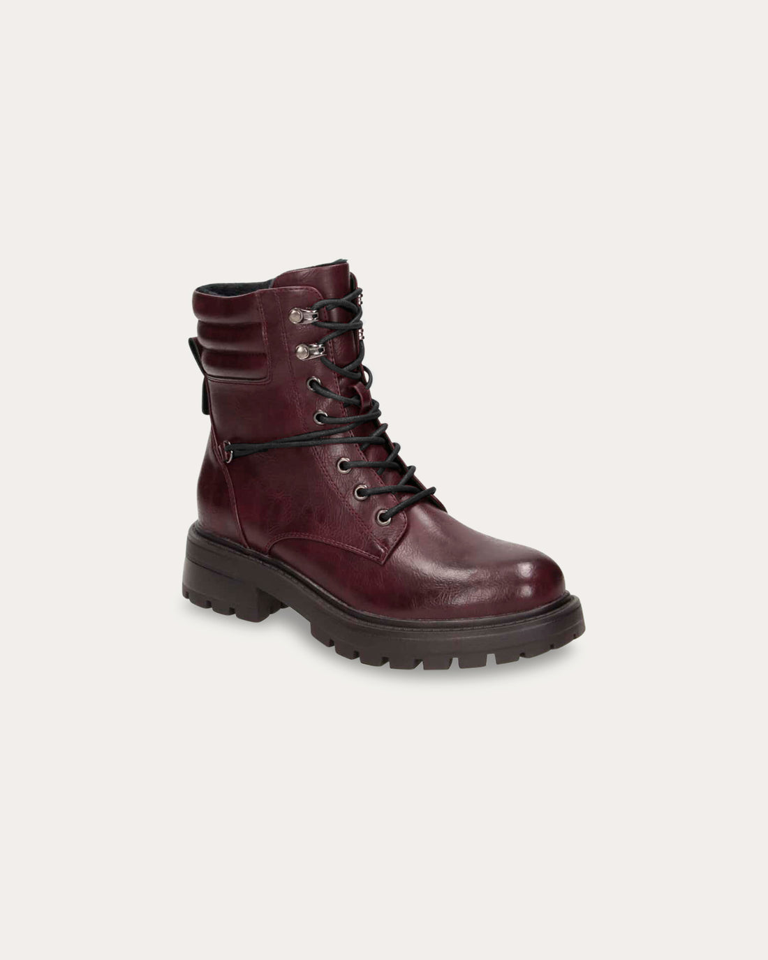 Stivali Combat Bordeaux con zip, vegani ecologici