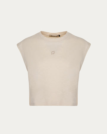 Canotta donna beige senza maniche
