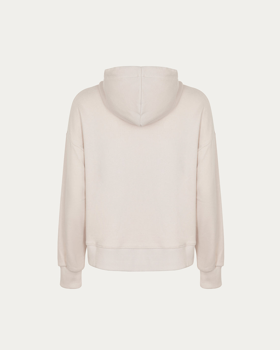 Felpa beige con cappuccio, zip e tasche a marsupio