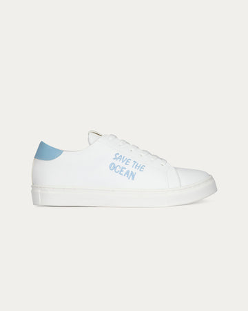 Save the ocean sneakers white light blue, vegan eco-friendly