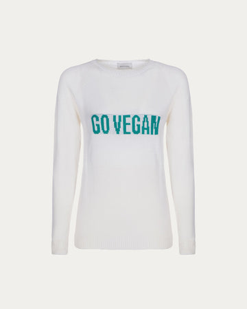 Maglione go vegan in cotone organico bianco vegano sostenibile
