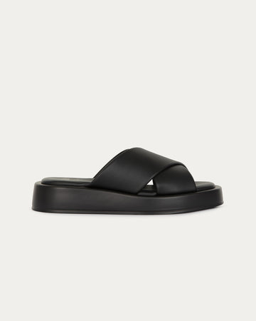 Corfu black sandals, vegan eco-friendly