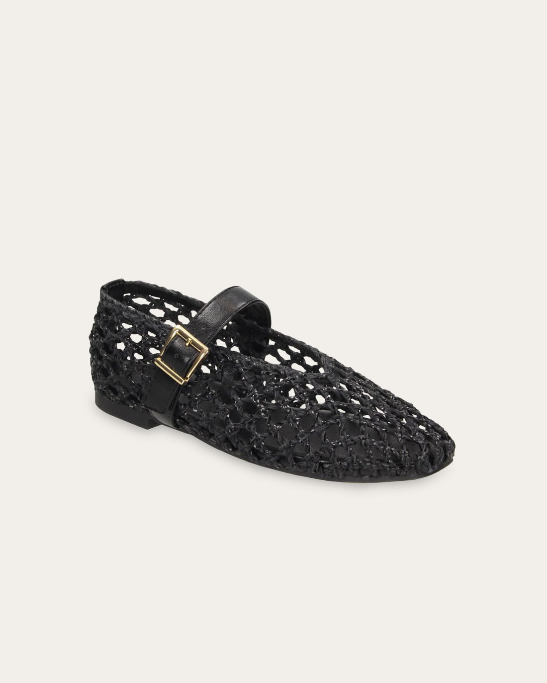 Ballerina Mila nero traforata con cinturino - vegan
