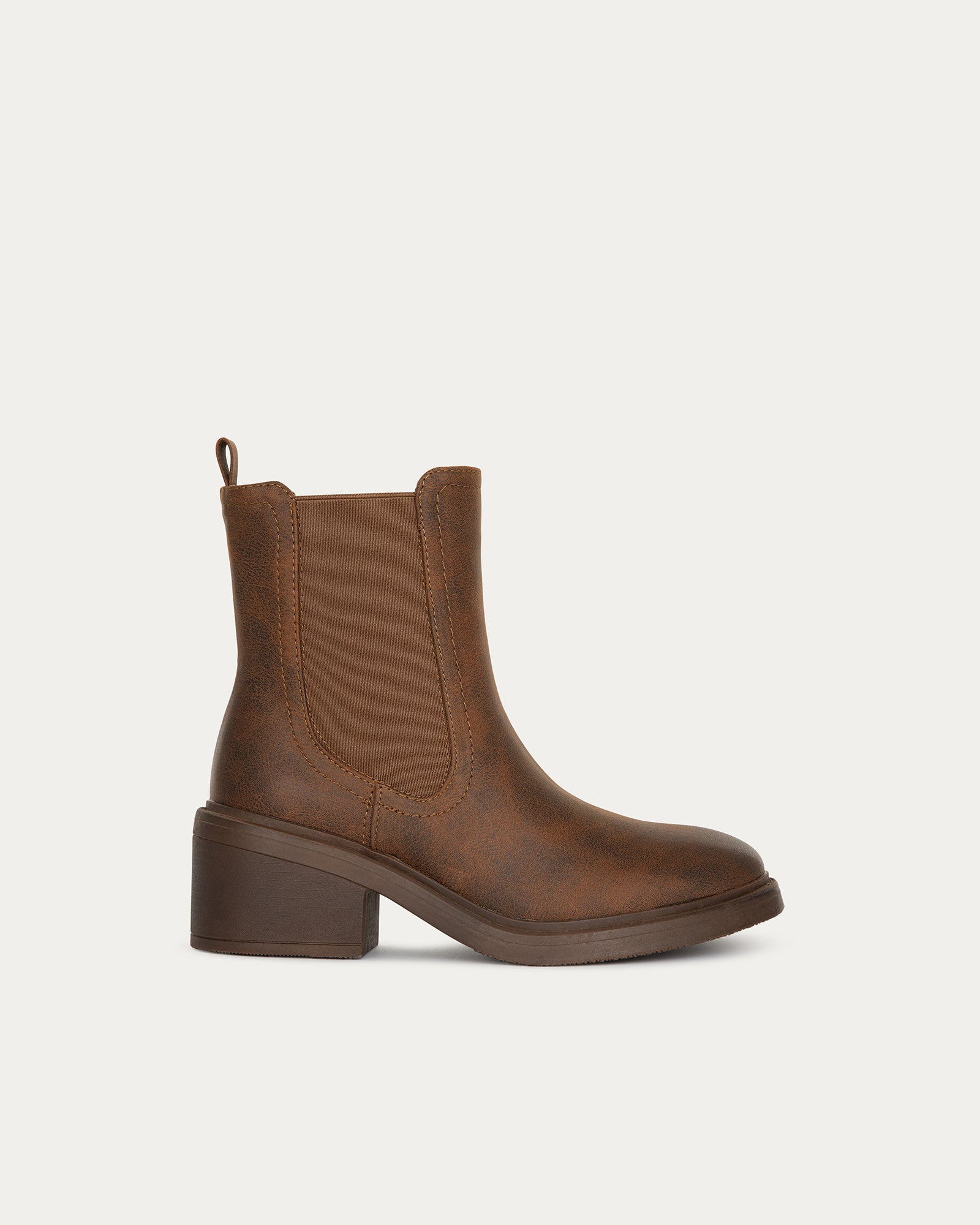 Stivaletti Chelsea cognac con tacco basso , vegani ecologici