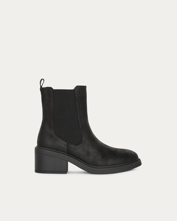 Black Chelsea Boots with Low Heel, Vegan Eco-Friendly