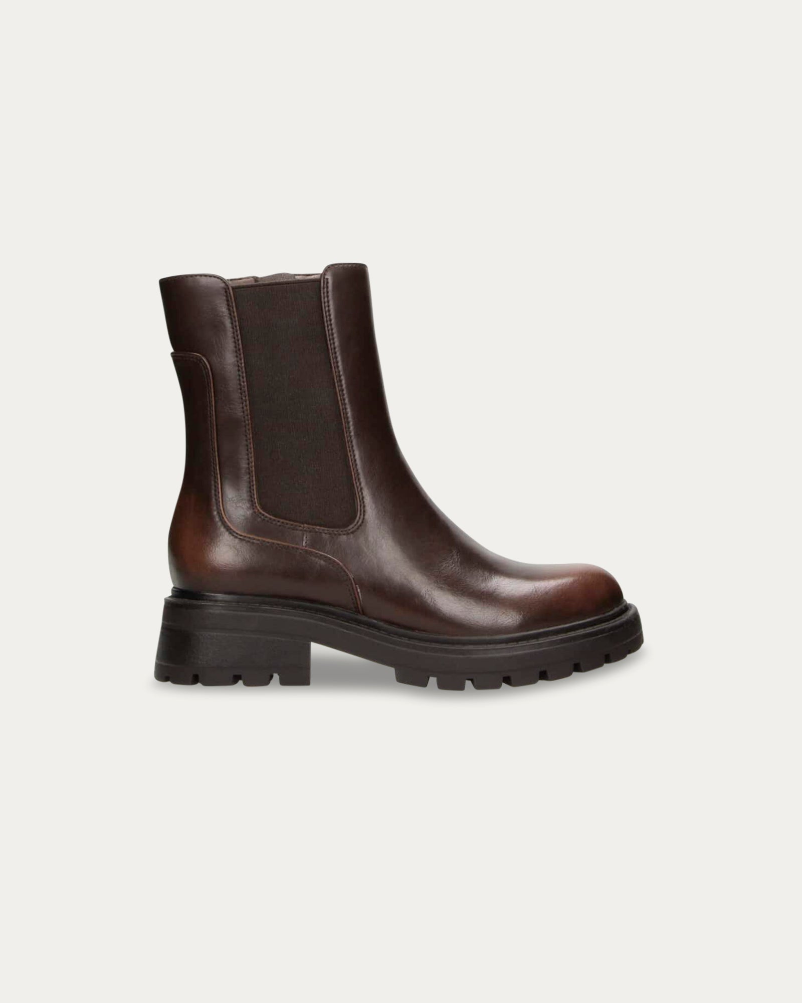 Stivali Vienna marrone scuro con elastico e zip, vegani ecologici