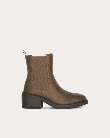 Stivaletti Chelsea taupe con tacco basso , vegani ecologici